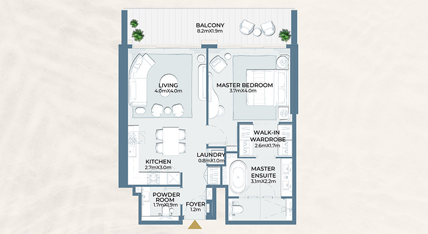 Fairmont Residences Al Marjan Island 1 Bedroom Apartment Floor Plan